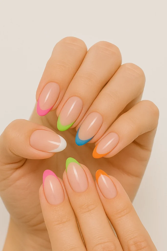 nyari-francia-mukorom-2 Summer French Nails – Colors, Shapes & Trends for 2025