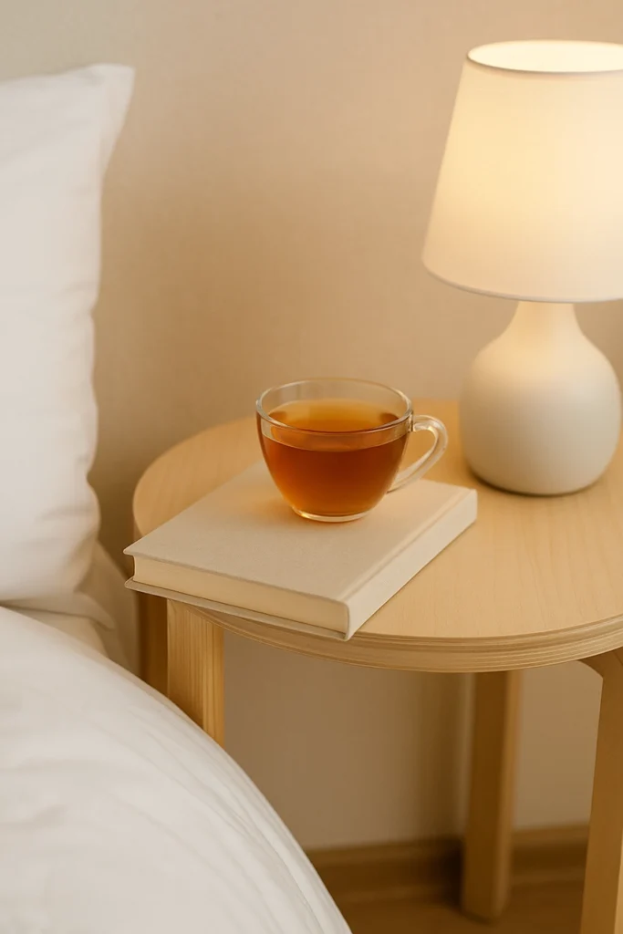 sleep – bedtime routine with tea and book