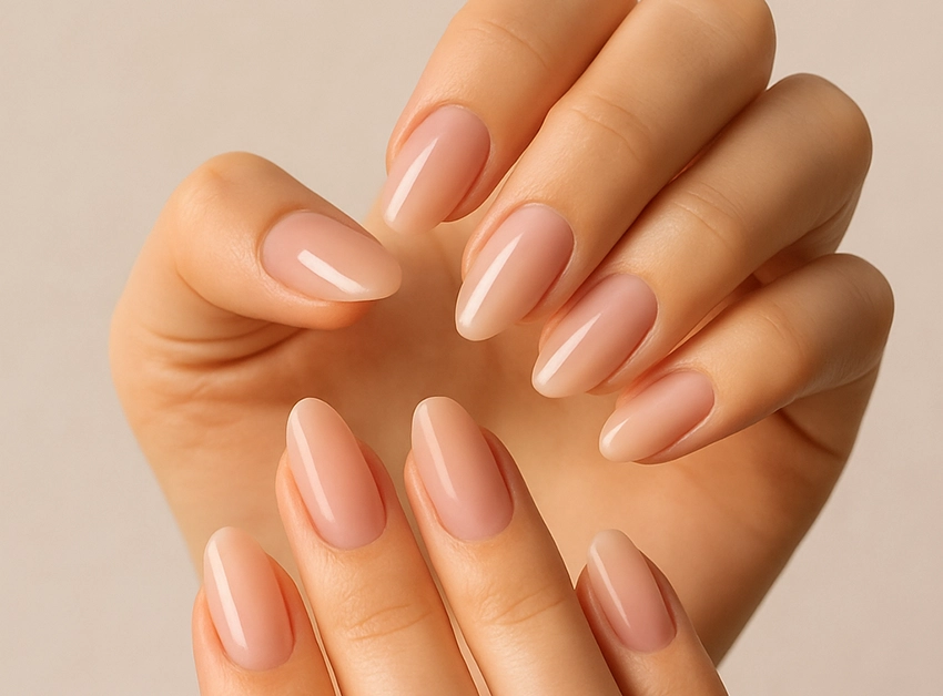 Using builder gel on almond-shaped nails