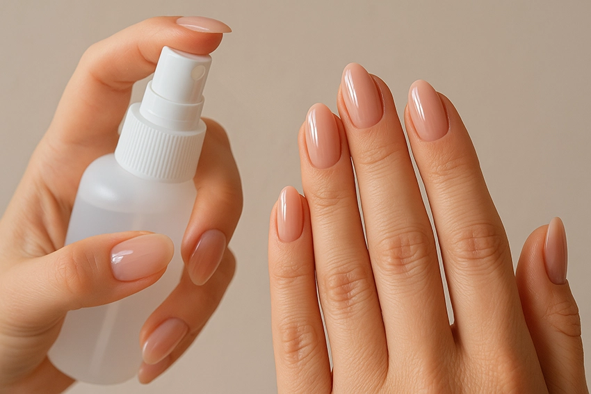 Using gel polish cleanser on almond-shaped nails