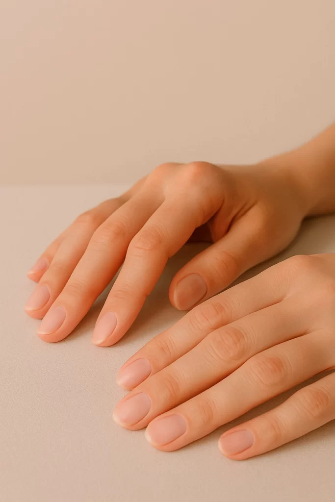 Hands with cleaned nails ready for a fresh application