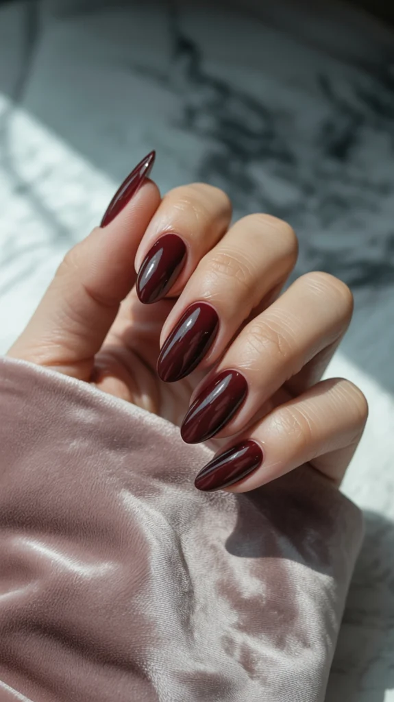 almond-shaped acrylic nails