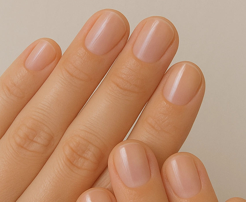Japanese manicure treated nails, smooth and glossy finish