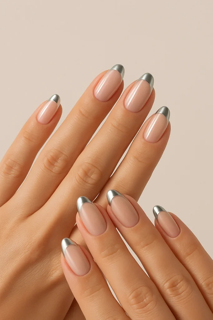 metallic-kormok-4 metallic nails – modern French manicure