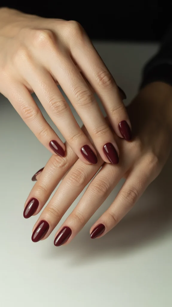 burgundy Russian manicure 2025