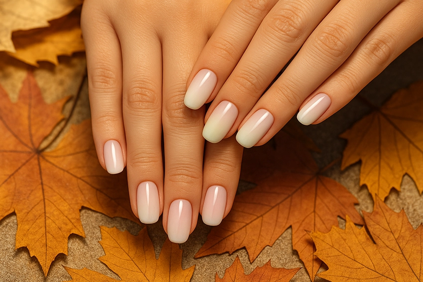 pastel ombre autumn nails – natural elegance