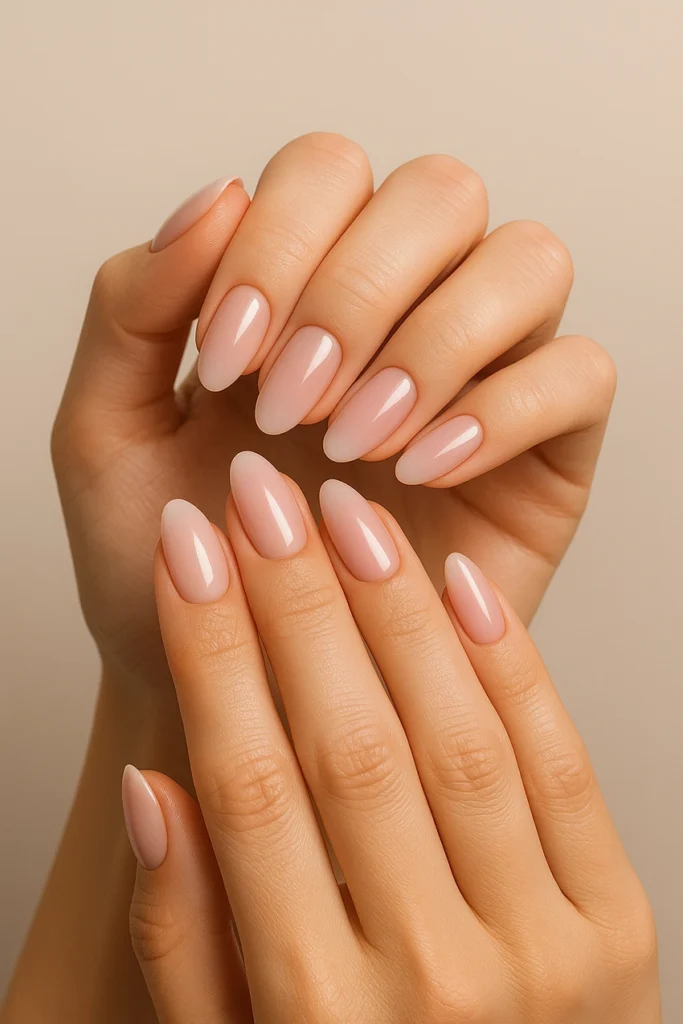 nude pink pastel ombre nails for autumn