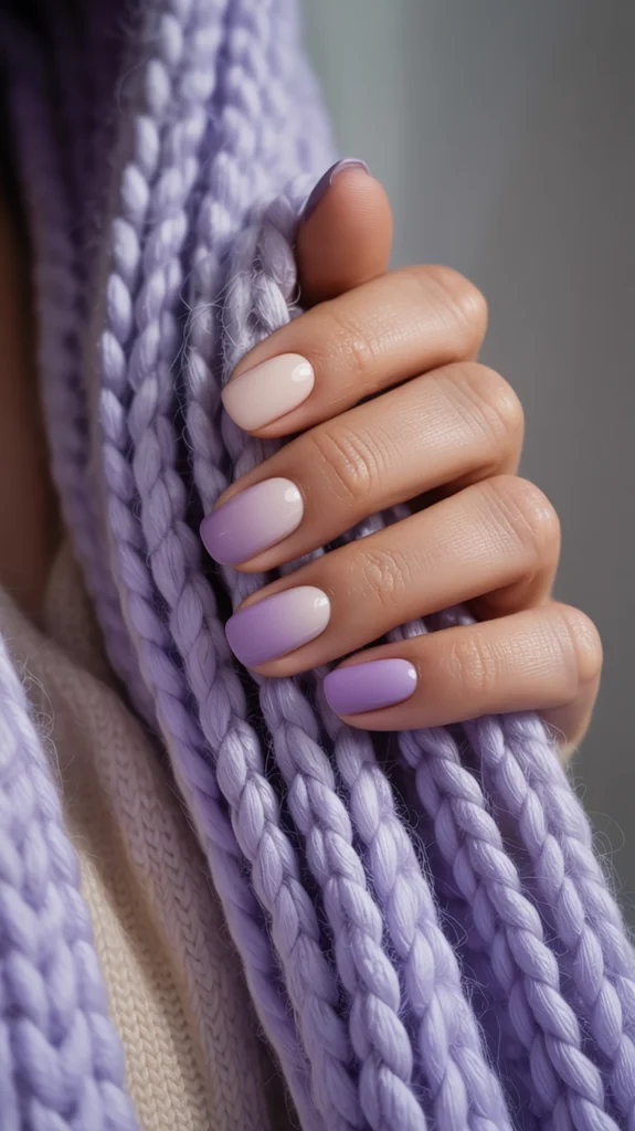 beige lilac pastel ombre nails autumn 2025