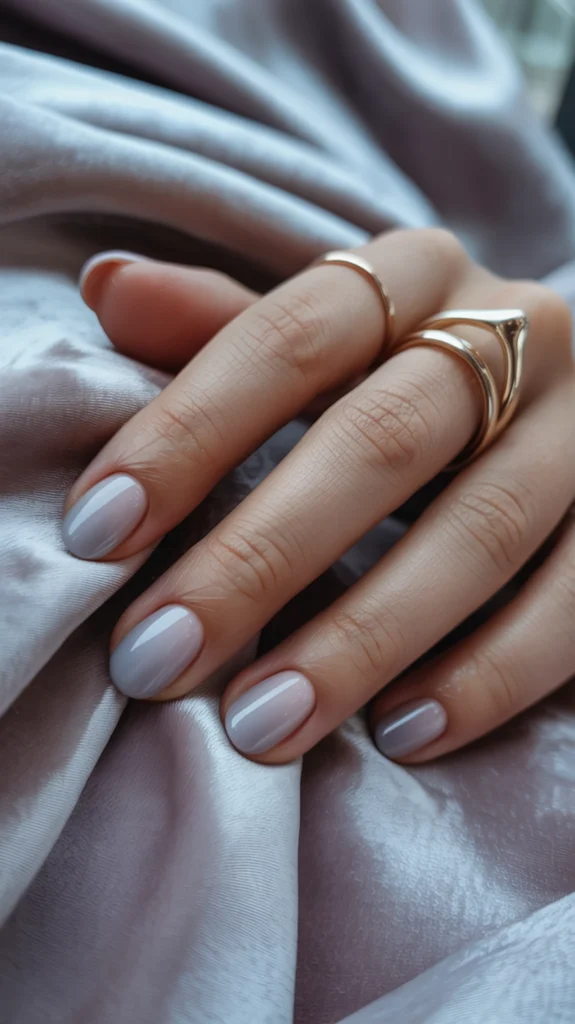 short grey pink pastel ombre autumn nails