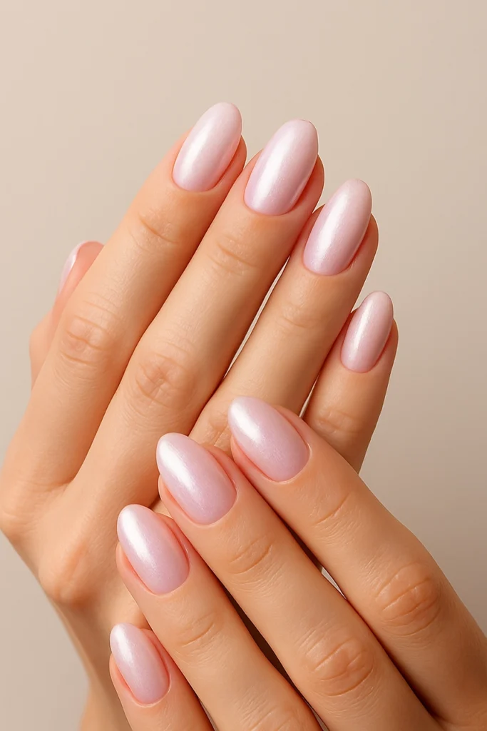 pearl-effect pink autumn nails