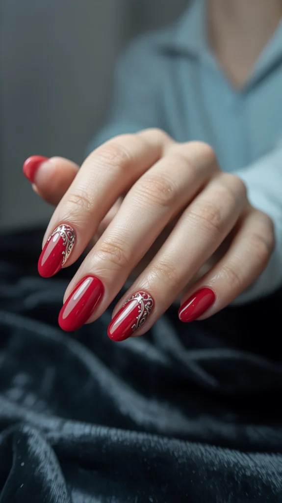 long red nails with rhinestones