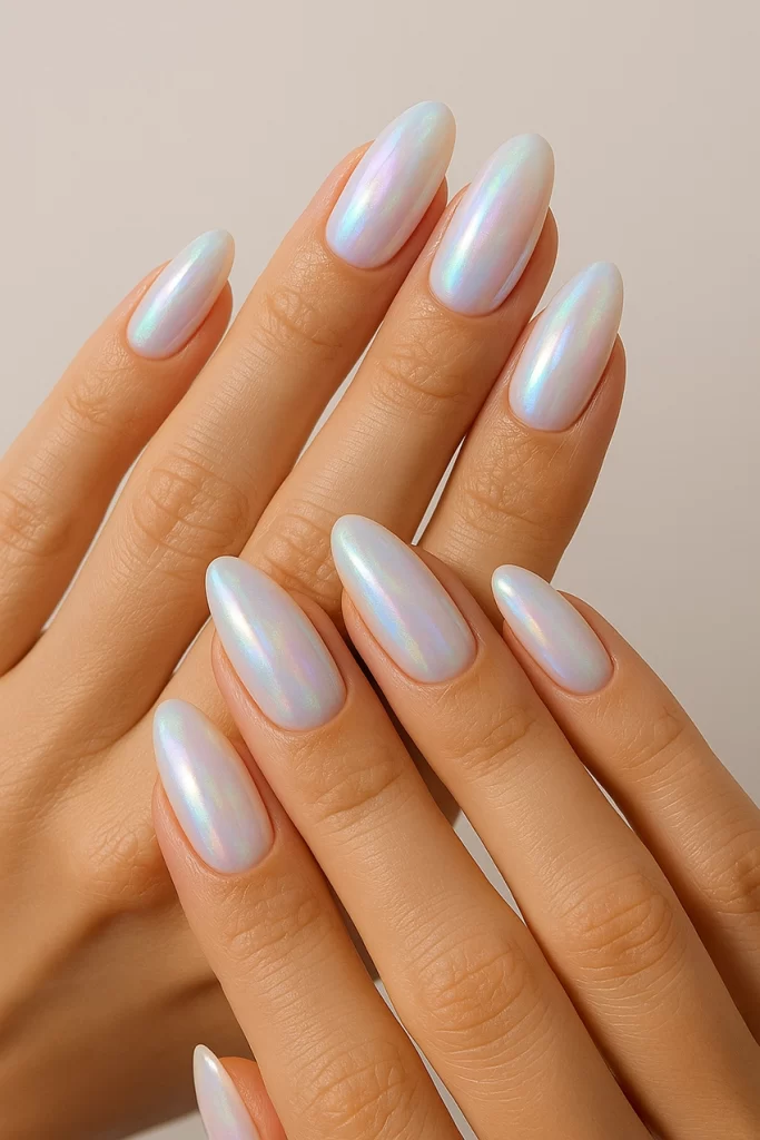 Elegant opal-inspired stylish nails