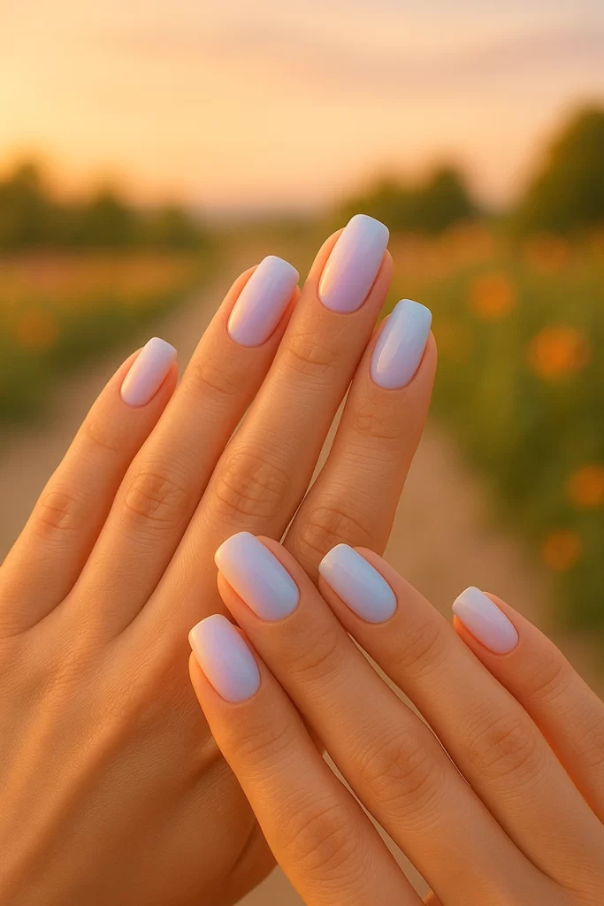 Pastel ombré stylish nails in squoval shape
