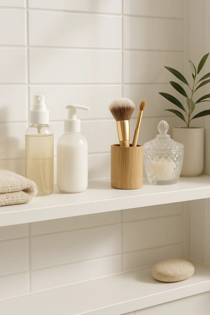 szepsegapolasi-tippek-4 beauty routine – skincare products in bathroom