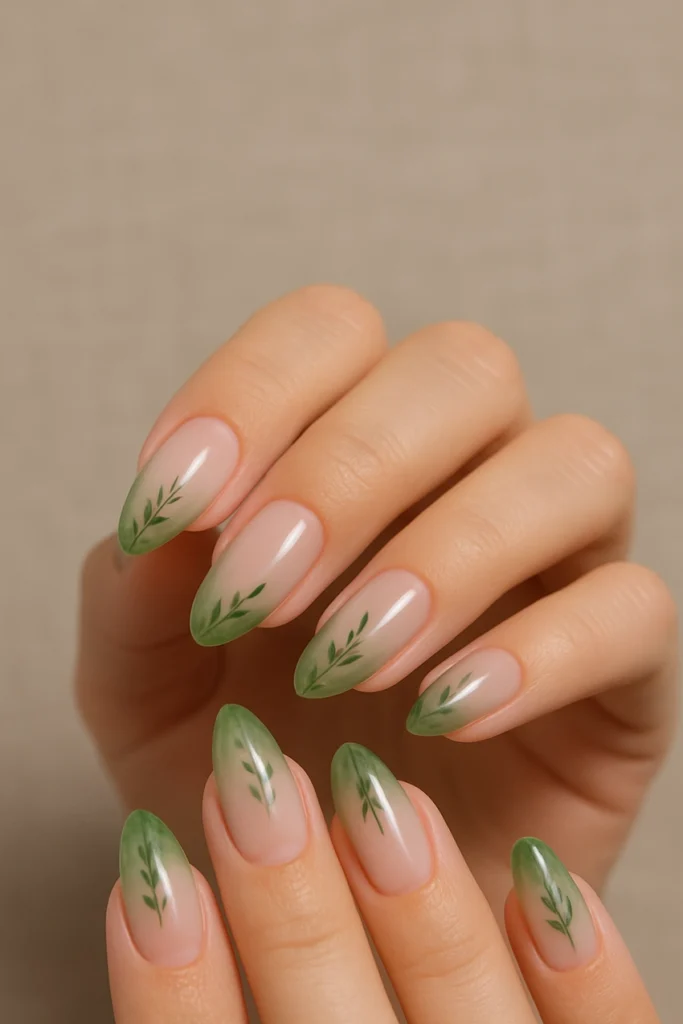 Nature-inspired glass French manicure