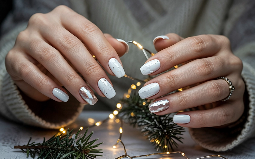 White Christmas Nails