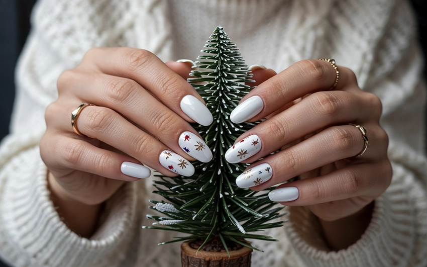 White Christmas Nails