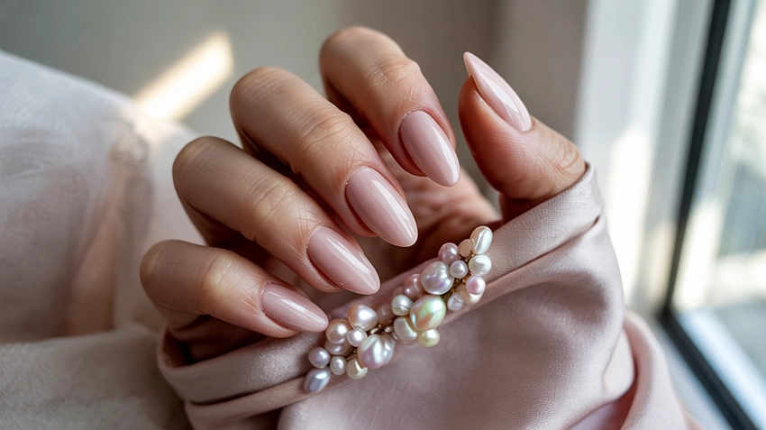 almond nail nude elegant design
