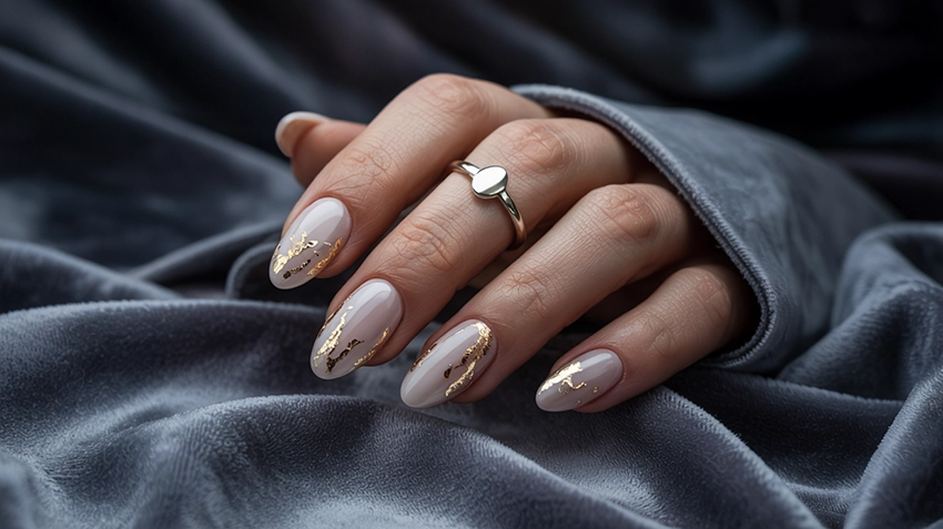 almond-nail-4 chrome almond nail metallic shine