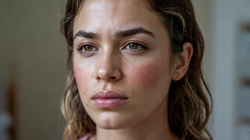 sensitive reddening facial skin due to heat and environmental influences