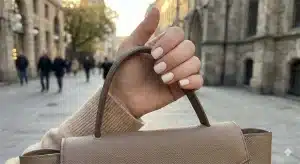 Color of the Year 2026 Cloud Dancer short square nails for everyday style.