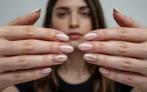 nail breakage under gel polish – elegant manicure with strengthening base layer
