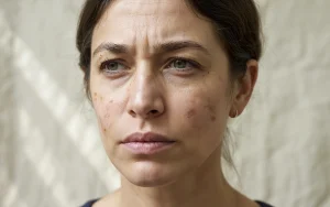 tired facial skin close-up with natural texture