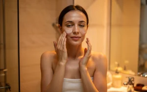 tired facial skin during evening regenerating routine
