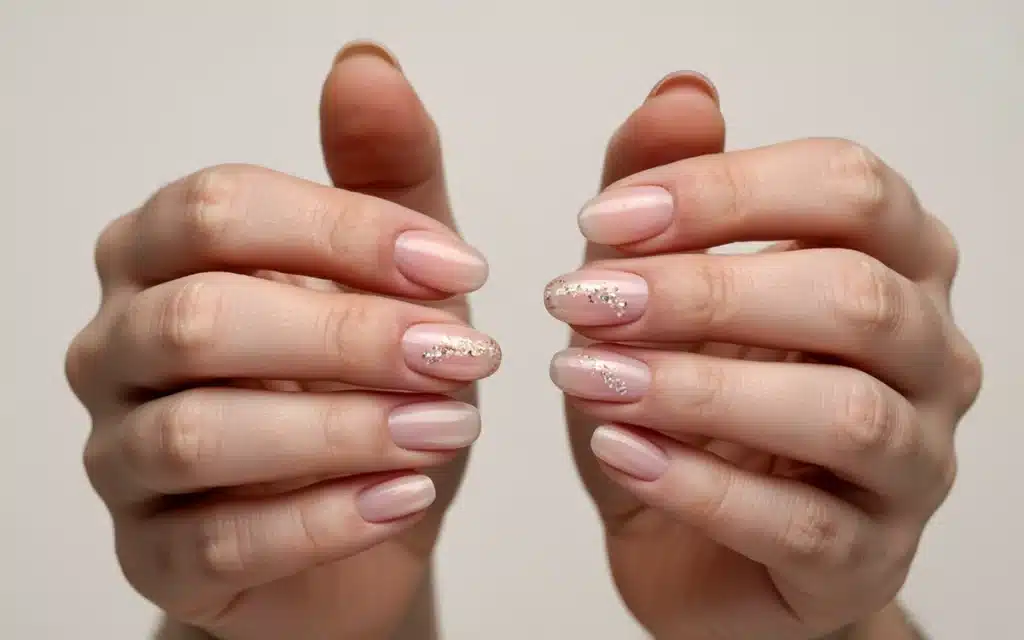 Weak nail reinforcement without extensions with natural-looking gel polish