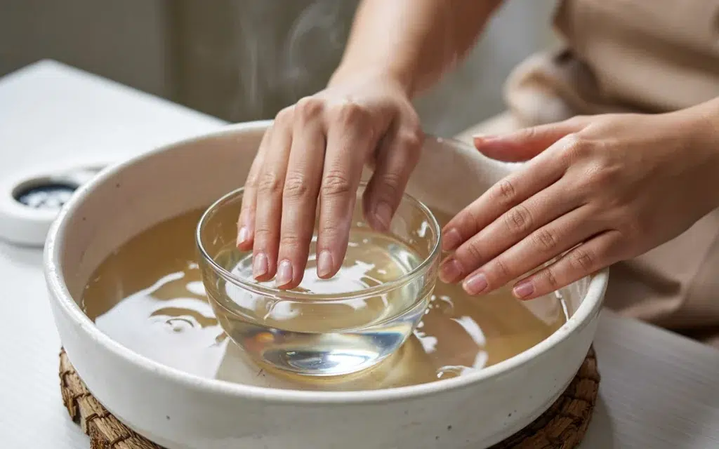 artificial nails at home: safe acetone soak-off method to protect natural nails.