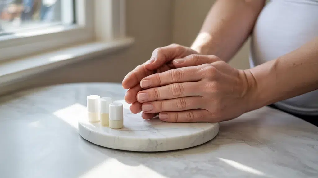 artificial nails pregnancy safety HEMA free nail products UK safe manicure ingredients close up