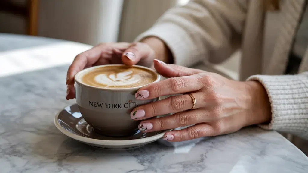 Press-on nails vs acrylics comparison featuring luxury manicures in a high-end setting