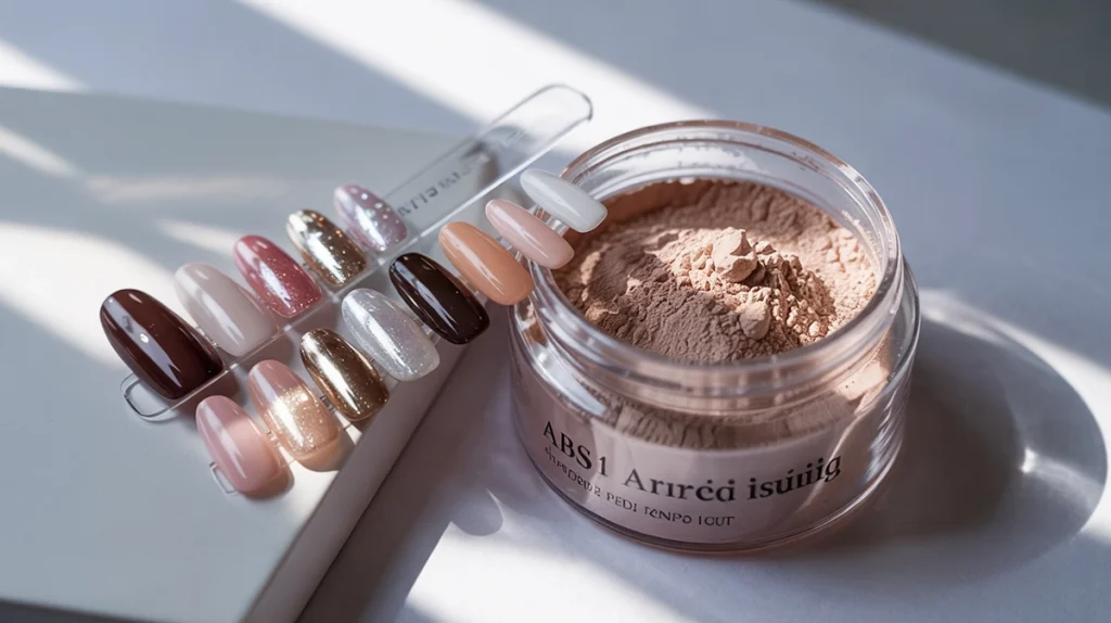 Close-up of press-on nails vs acrylics materials showing professional quality textures.